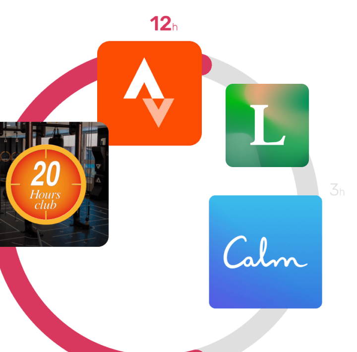 Puoi usare Gympass durante tutta la giornata per fare cose diverse. Ad esempio: allenati in palestra alle 8:00, alle 12:00 usa l'app Strava per una corsa o Lifesum per una ricetta veloce; concludi la giornata con Meditopia, l'app per il tuo benessere mentale (sonno, meditazione, ecc.).